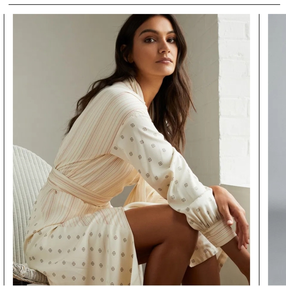 Reiss Cream Patterned Wrap DRESS